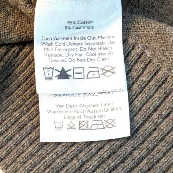 Eddie Bauer Cashmere Cotton Blend Brown Quarter Zip Sweater Men's Size Tall XL - Picture 9 of 16